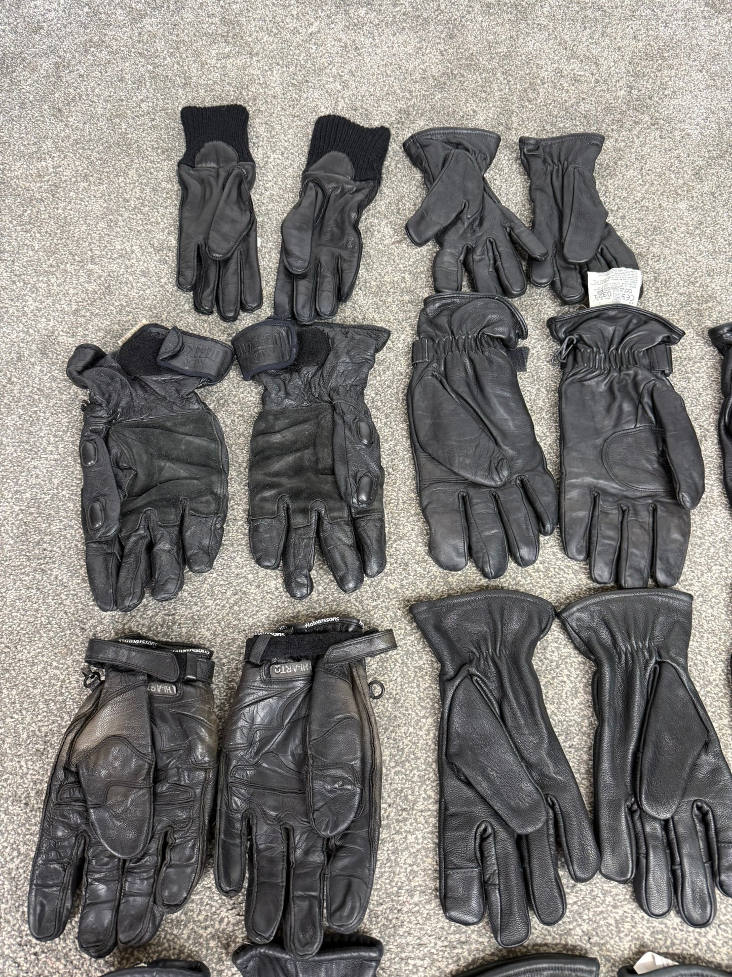 11x Ex Police Black Leather Gloves Job Lot Bundle Security Work Gloves