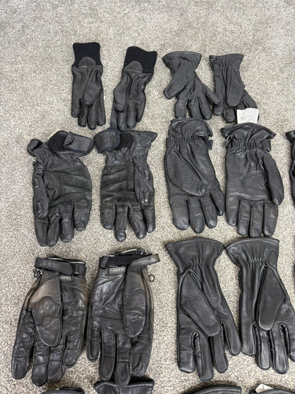 11x Ex Police Black Leather Gloves Job Lot Bundle Security Work Gloves
