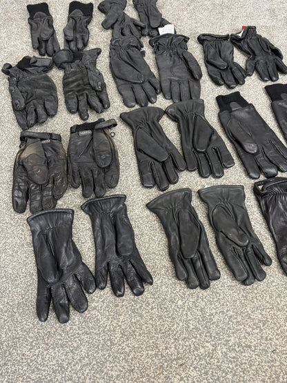 11x Ex Police Black Leather Gloves Job Lot Bundle Security Work Gloves