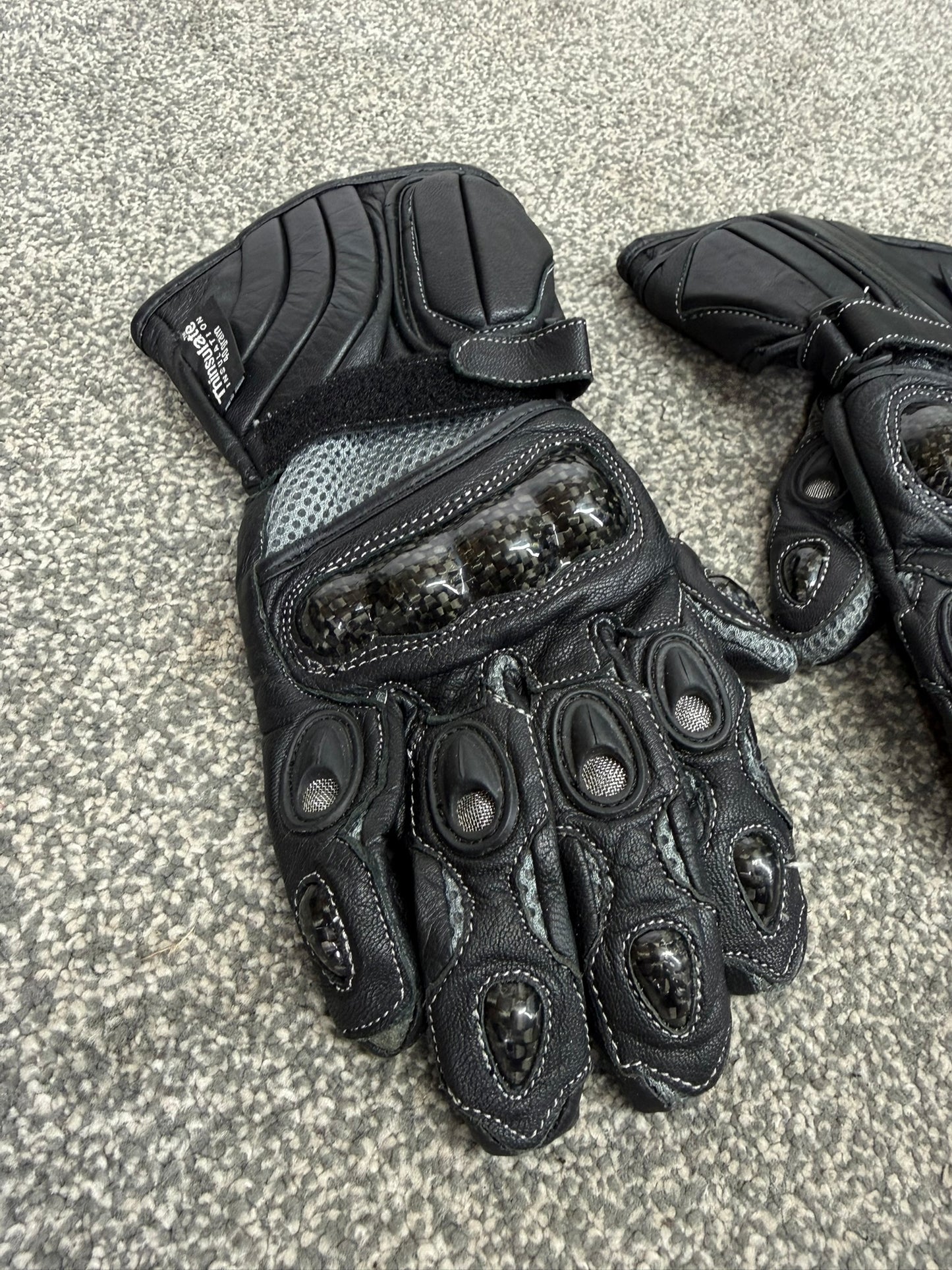 Crane Leather Motorcycle Gloves Thinsulate - Small