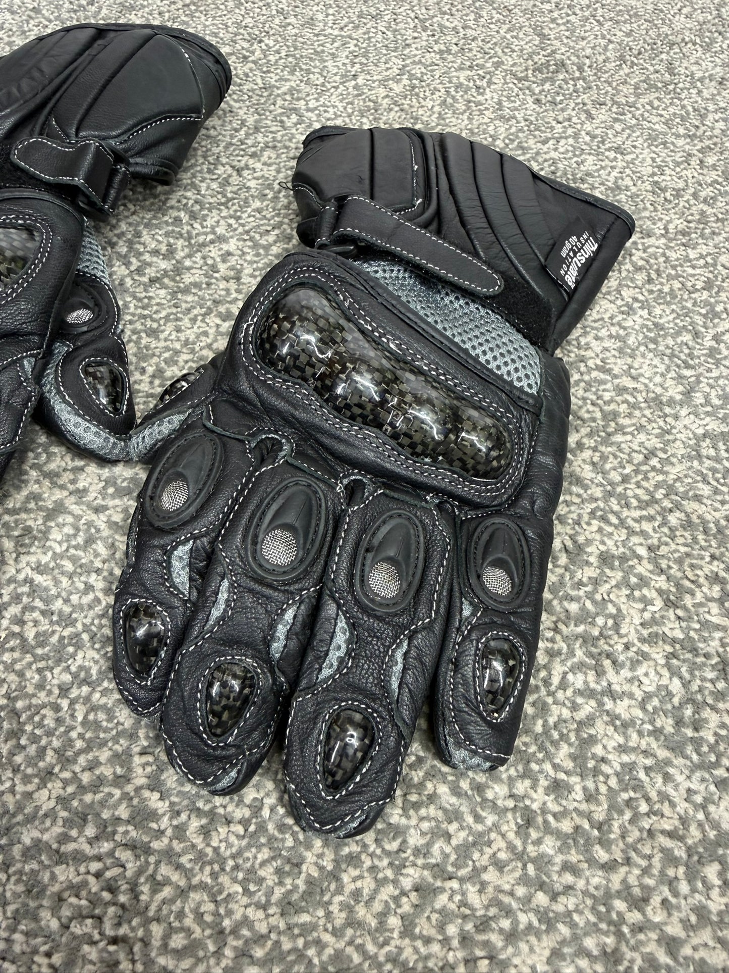 Crane Leather Motorcycle Gloves Thinsulate - Small