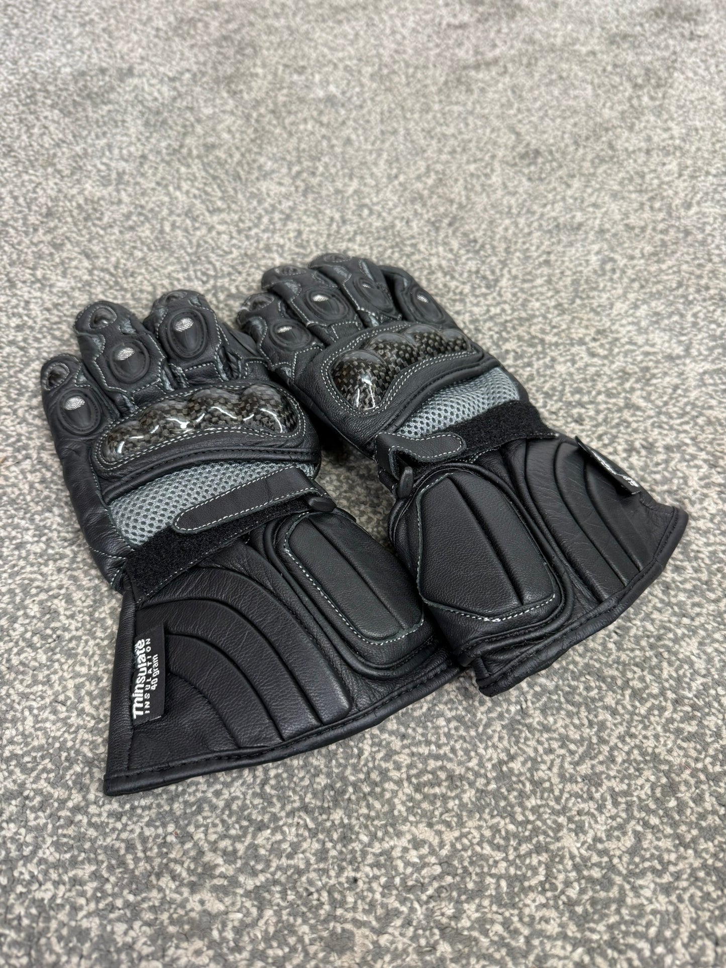 Crane Leather Motorcycle Gloves Thinsulate - Small