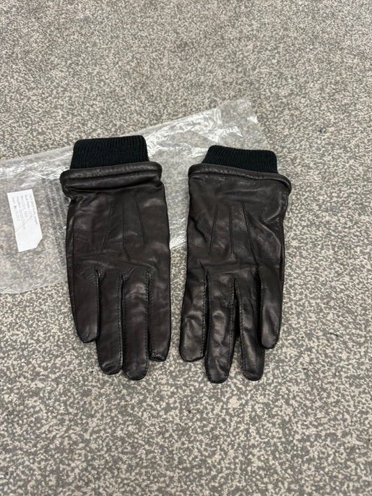 NEW Ex Police Leather Gloves Knitted Cuffs - Large Security Patrol