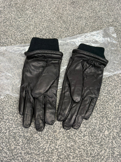 NEW Ex Police Leather Gloves Knitted Cuffs - Large Security Patrol