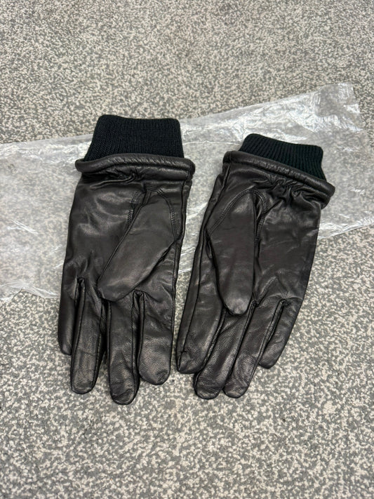 NEW Ex Police Leather Gloves Knitted Cuffs - Large Security Patrol