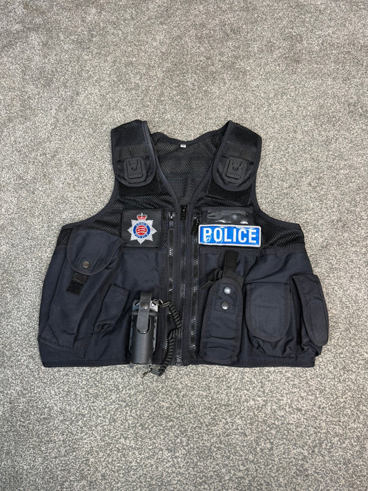 Ex Essex Police Black Arktis Tactical Utility Vest & Pouches Security Airsoft - Small