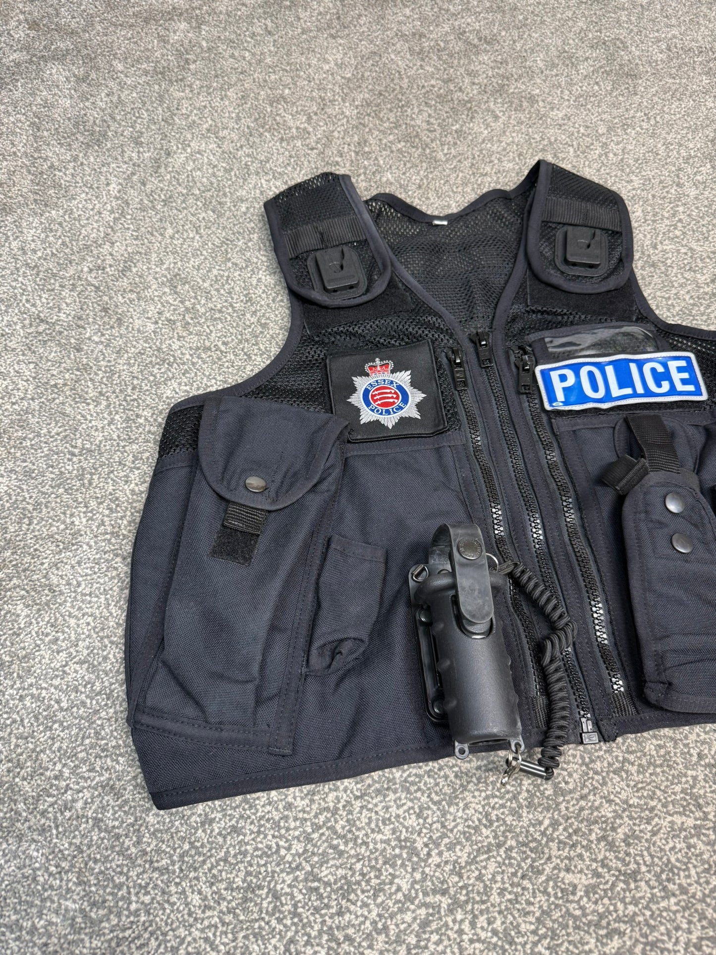 Ex Essex Police Black Arktis Tactical Utility Vest & Pouches Security Airsoft - Small