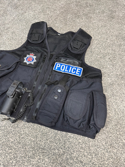 Ex Essex Police Black Arktis Tactical Utility Vest & Pouches Security Airsoft - Small