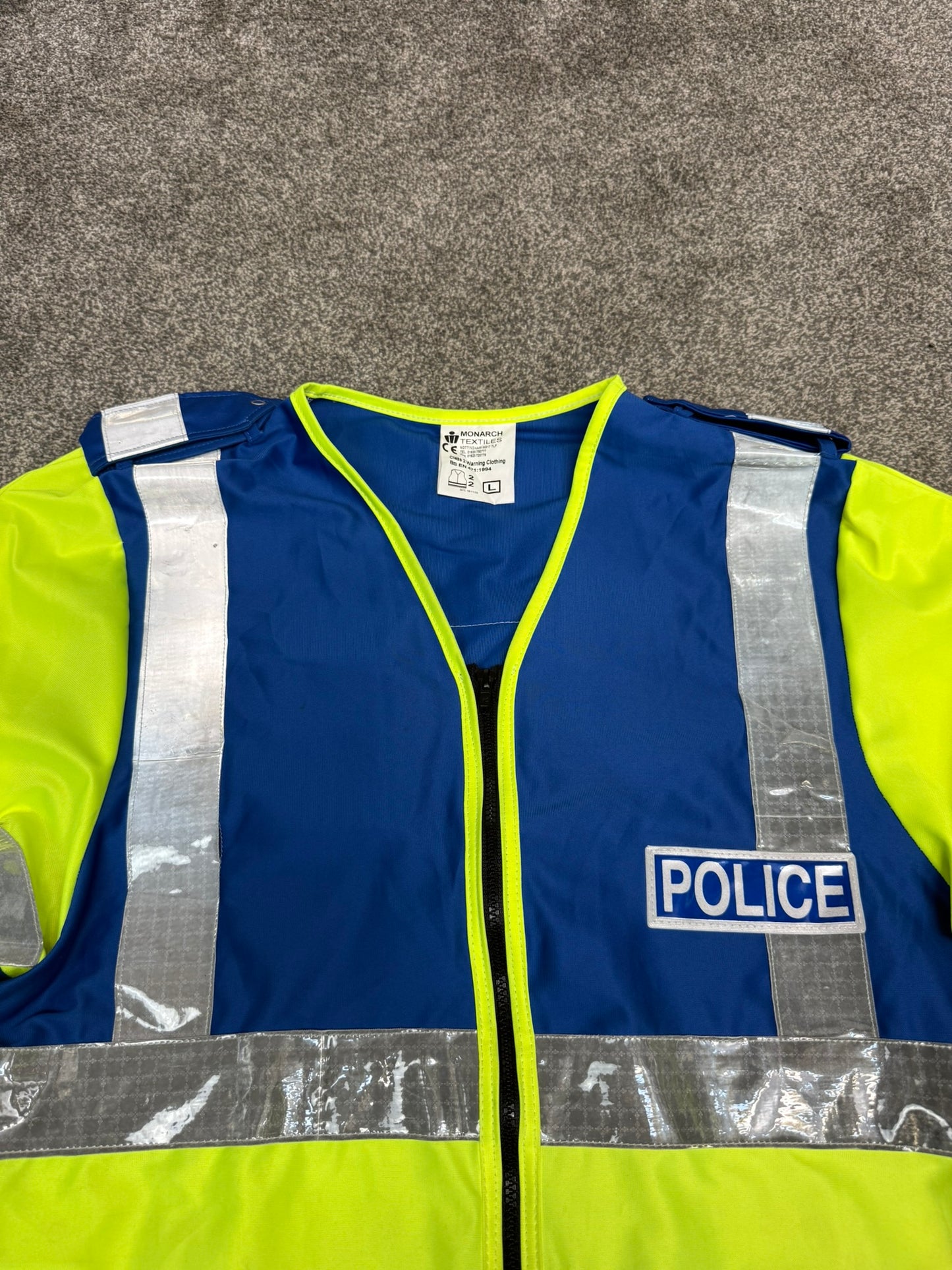 Ex Police Blue & Hi Vis Lightweight Vest BADGED - Large Collector Display Film / TV