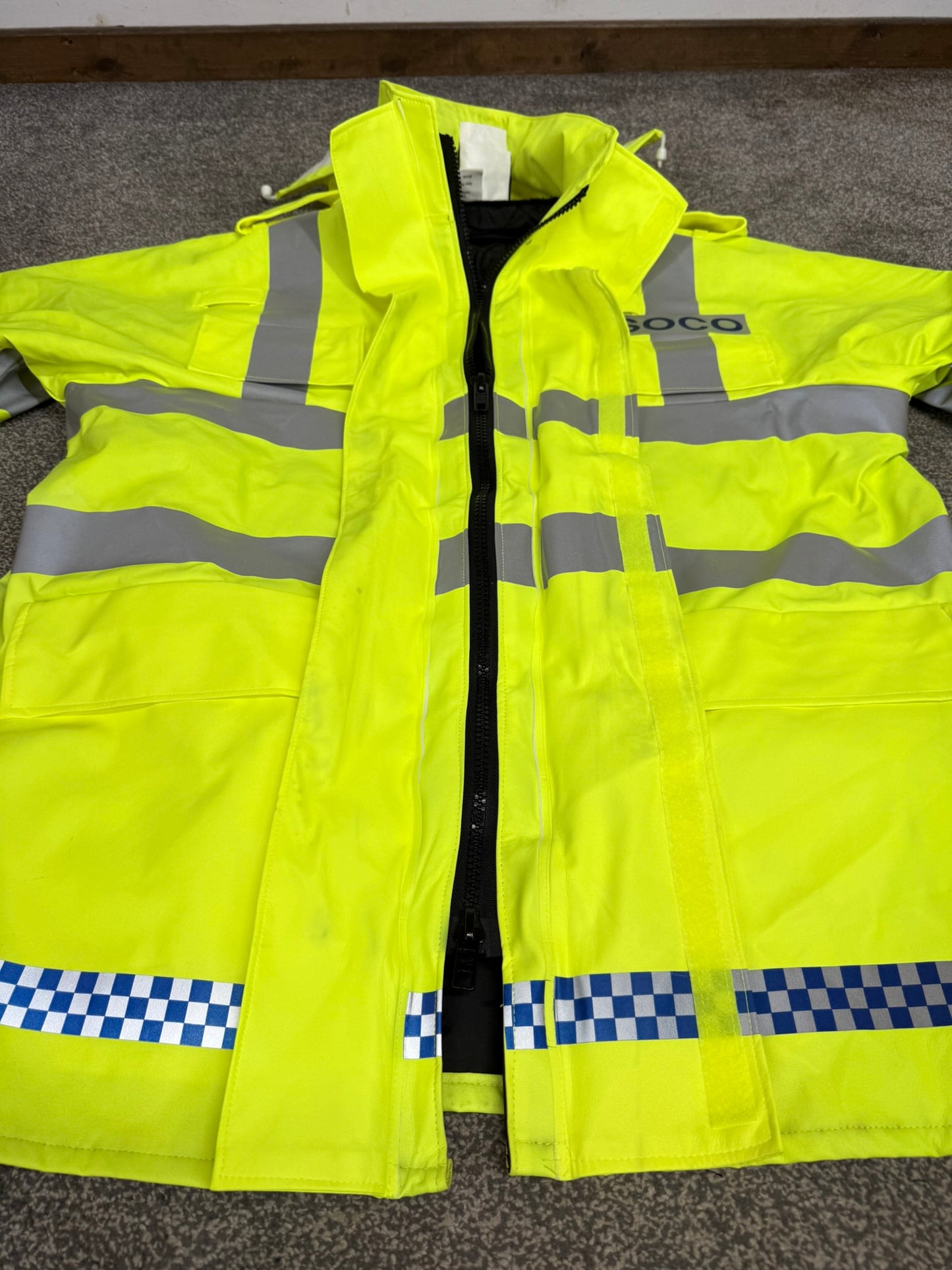 NEW Ex Police SOCO Hi Vis Waterproof Jacket Coat Quilted Liner - XL Film TV Display