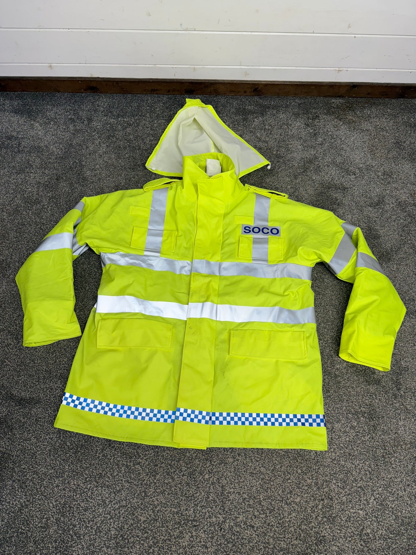 NEW Ex Police SOCO Hi Vis Waterproof Jacket Coat Quilted Liner - XL Film TV Display