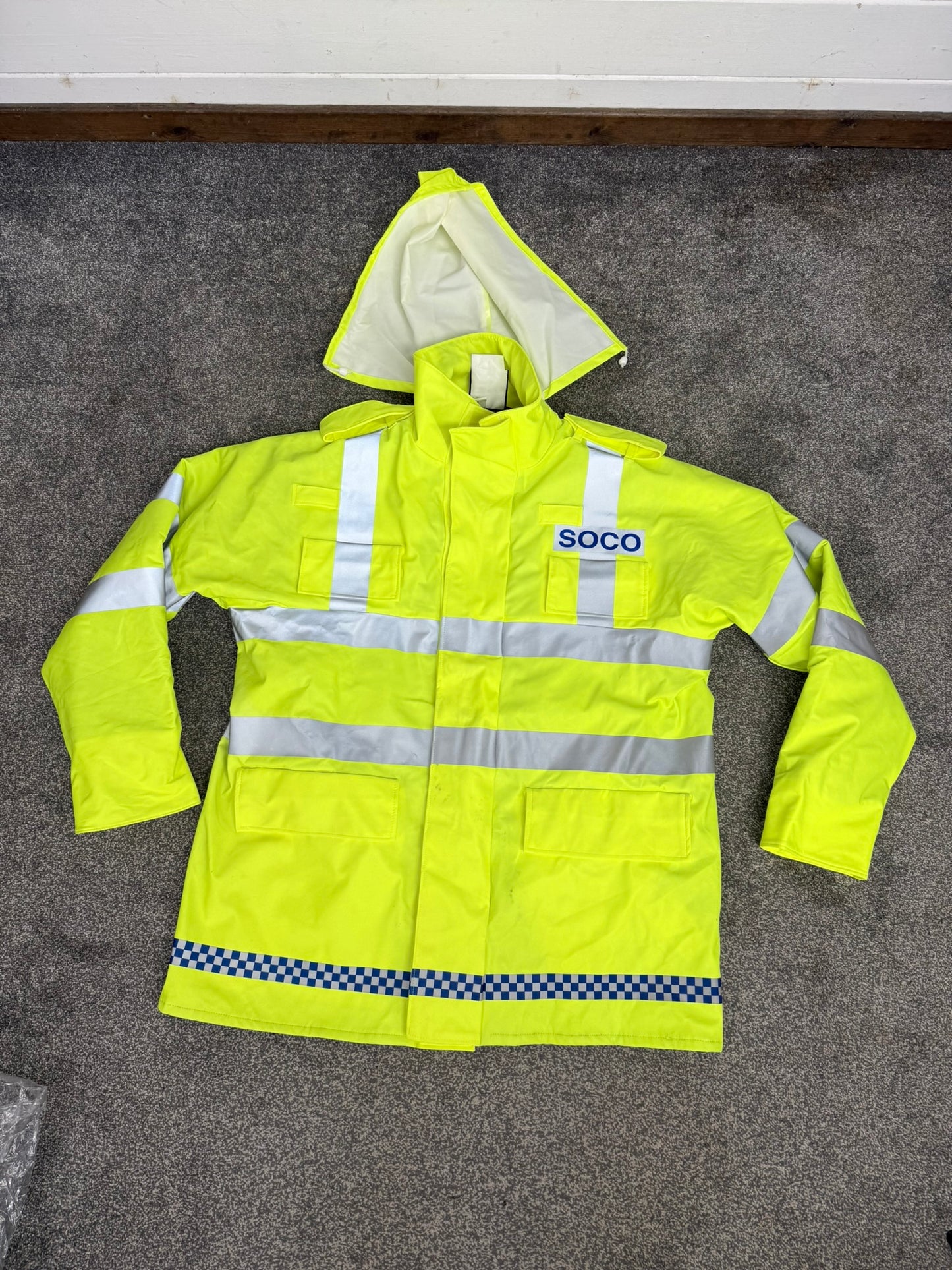 NEW Ex Police SOCO Hi Vis Waterproof Jacket Coat Quilted Liner - XL Film TV Display