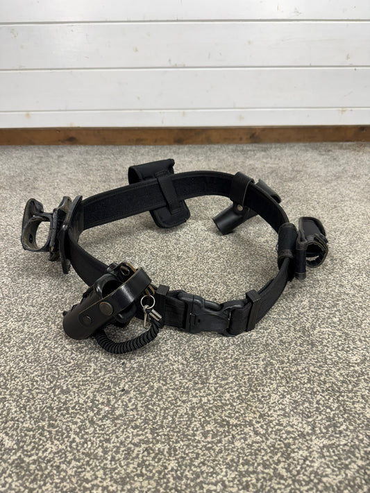 Ex Police Black Duty Belt With Pouches 36" Waist Genuine Security Equipment