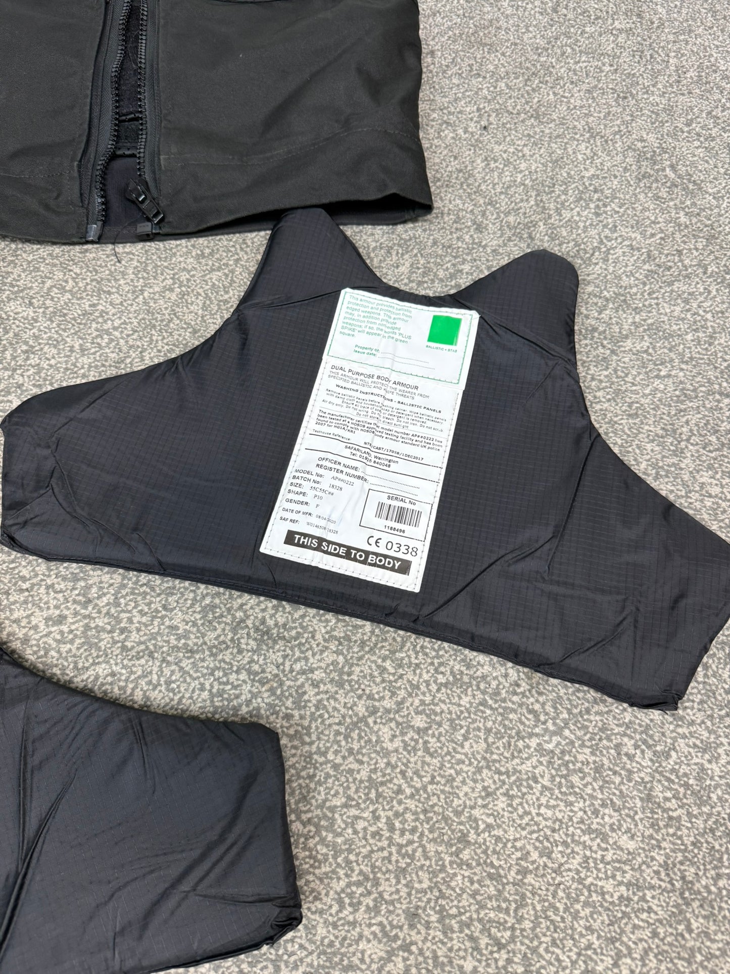 Ex Police Safariland Body Armour Stab Vest Anti Stab & Ballistic HG1A & KR1 - MEDIUM