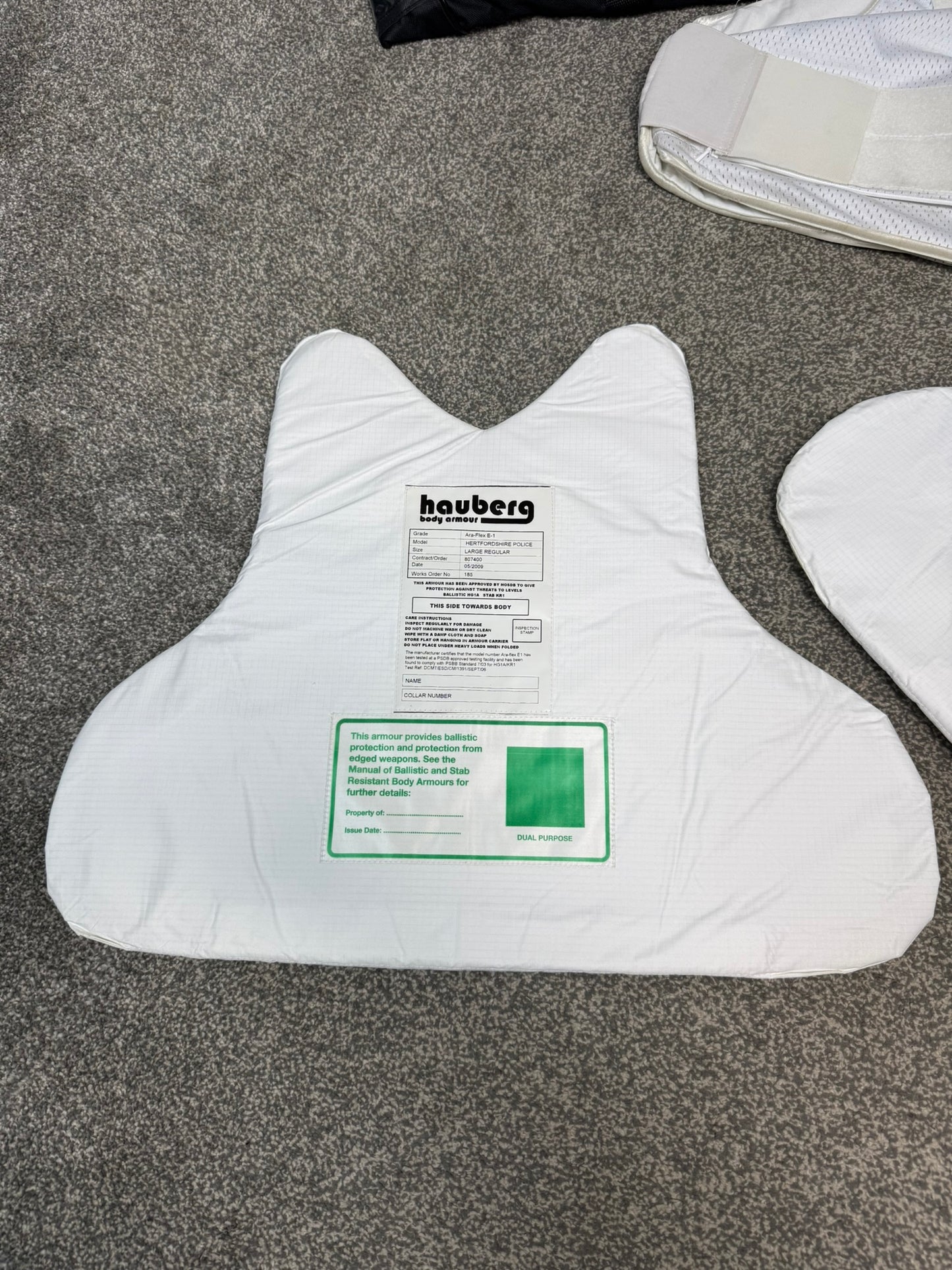 Ex Police Covert Body Armour Stab Vest LARGE Hauberg Anti Stab & Ballistic HG1A & KR1 + Bag