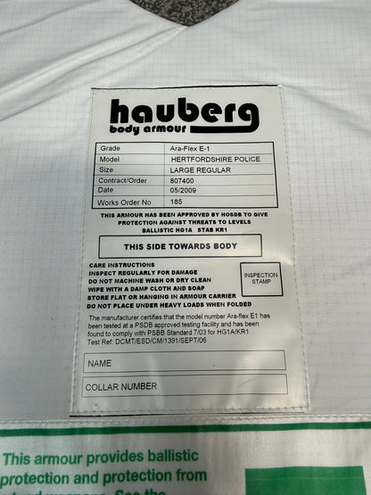 Ex Police Covert Body Armour Stab Vest LARGE Hauberg Anti Stab & Ballistic HG1A & KR1 + Bag