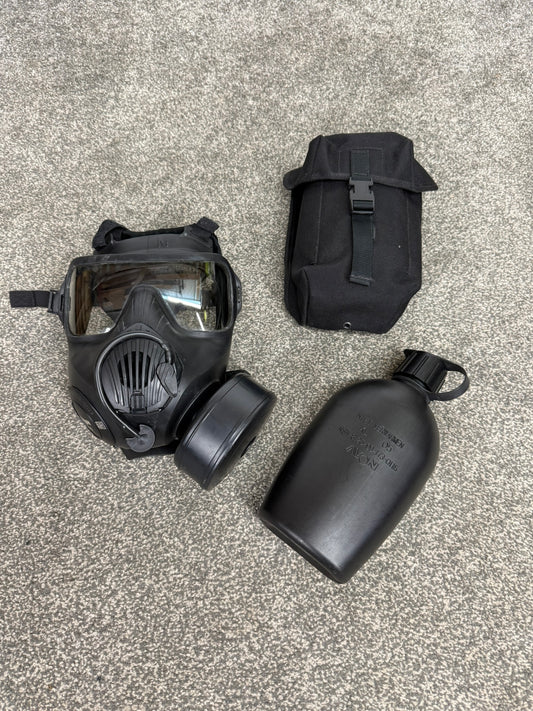 Ex Police Avon C50 Gas Mask Respirator & Avon Water Bottle With Pouch - Medium