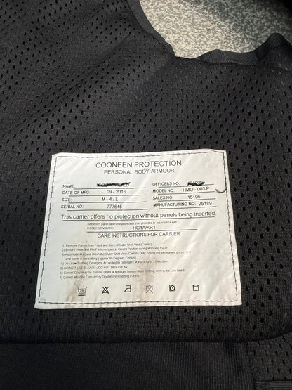 Ex Police Cooneen Body Armour Stab Vest + Bag LARGE Anti Stab & Ballistic HG1A & KR1
