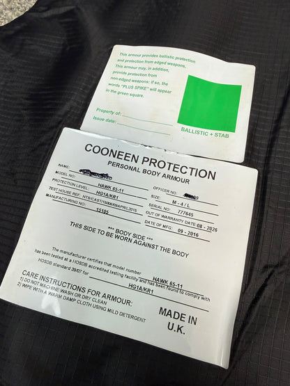 Ex Police Cooneen Body Armour Stab Vest + Bag LARGE Anti Stab & Ballistic HG1A & KR1