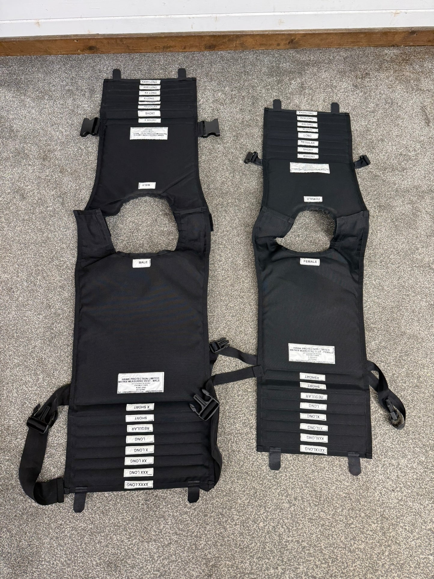 2x Hawk Protection Body Armour Measuring Vest Male & Female - Ex Police RARE