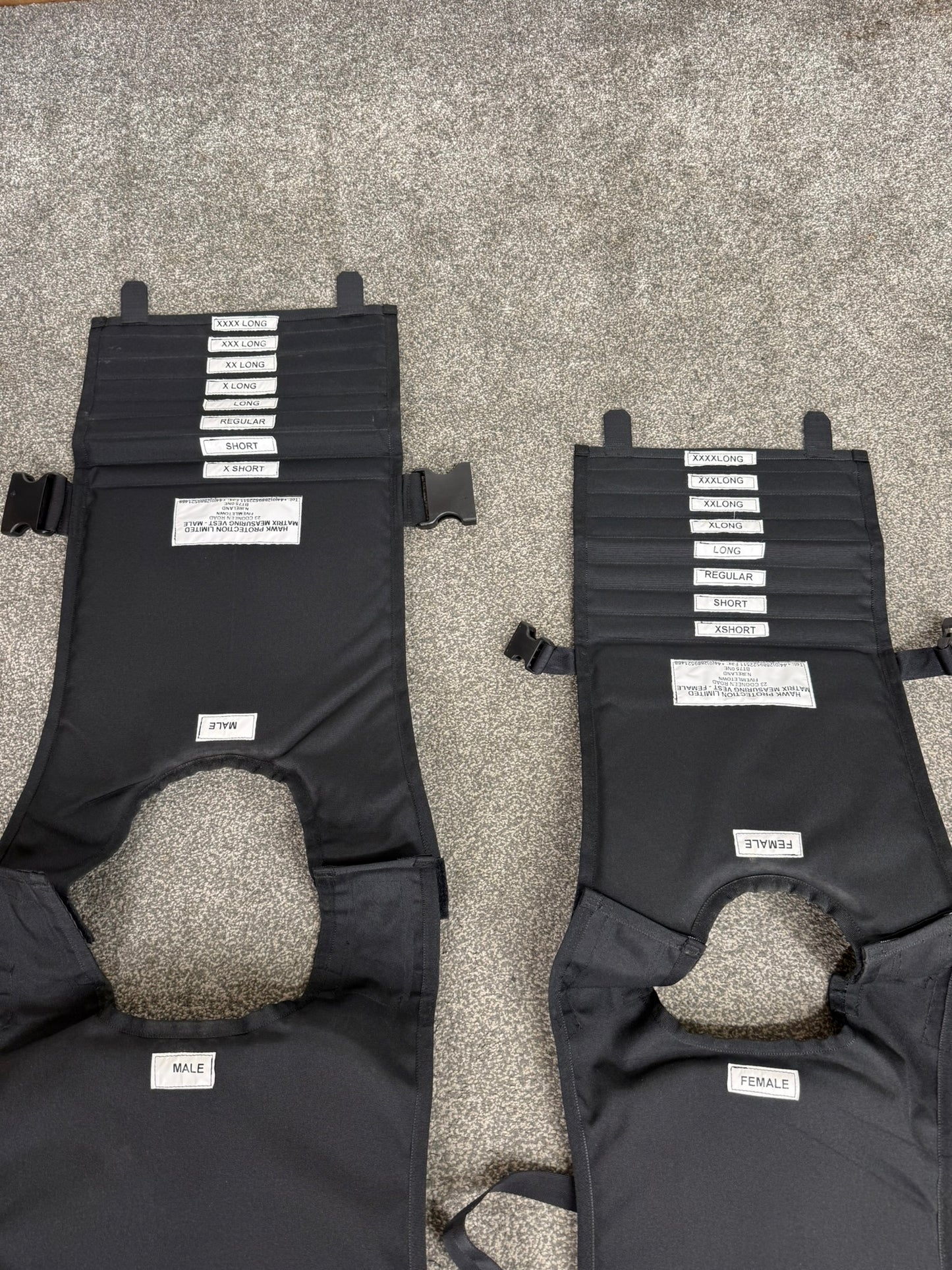 2x Hawk Protection Body Armour Measuring Vest Male & Female - Ex Police RARE