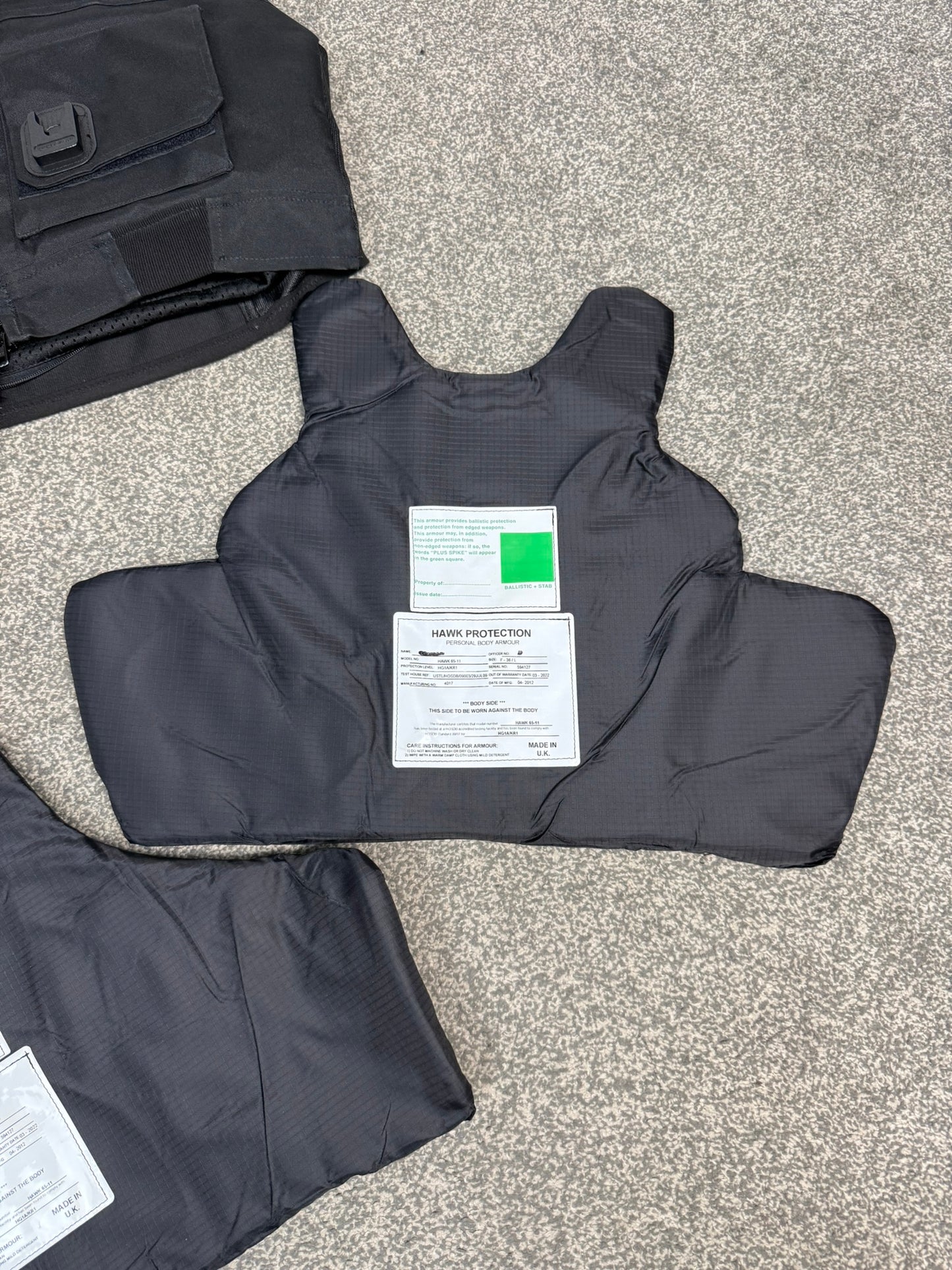 Ex Police Hawk Body Armour Stab Vest MEDIUM Anti Stab & Ballistic HG1A & KR1