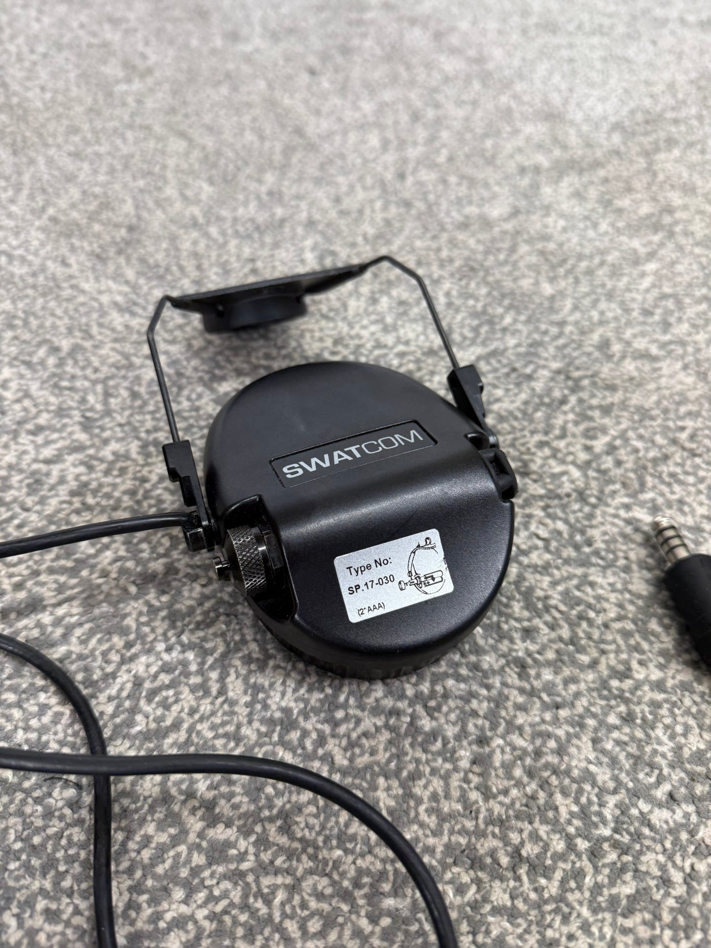 SwatCom Waterproof Headset Ear Defenders Ex Police Helmet Mounted WORKING