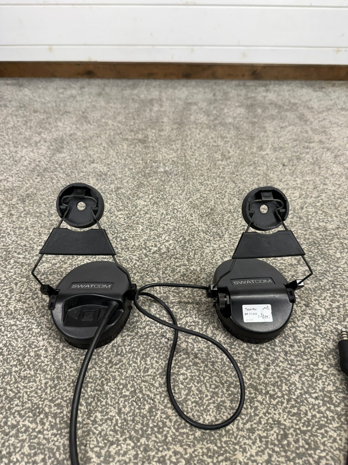 SwatCom Waterproof Headset Ear Defenders Ex Police Helmet Mounted WORKING