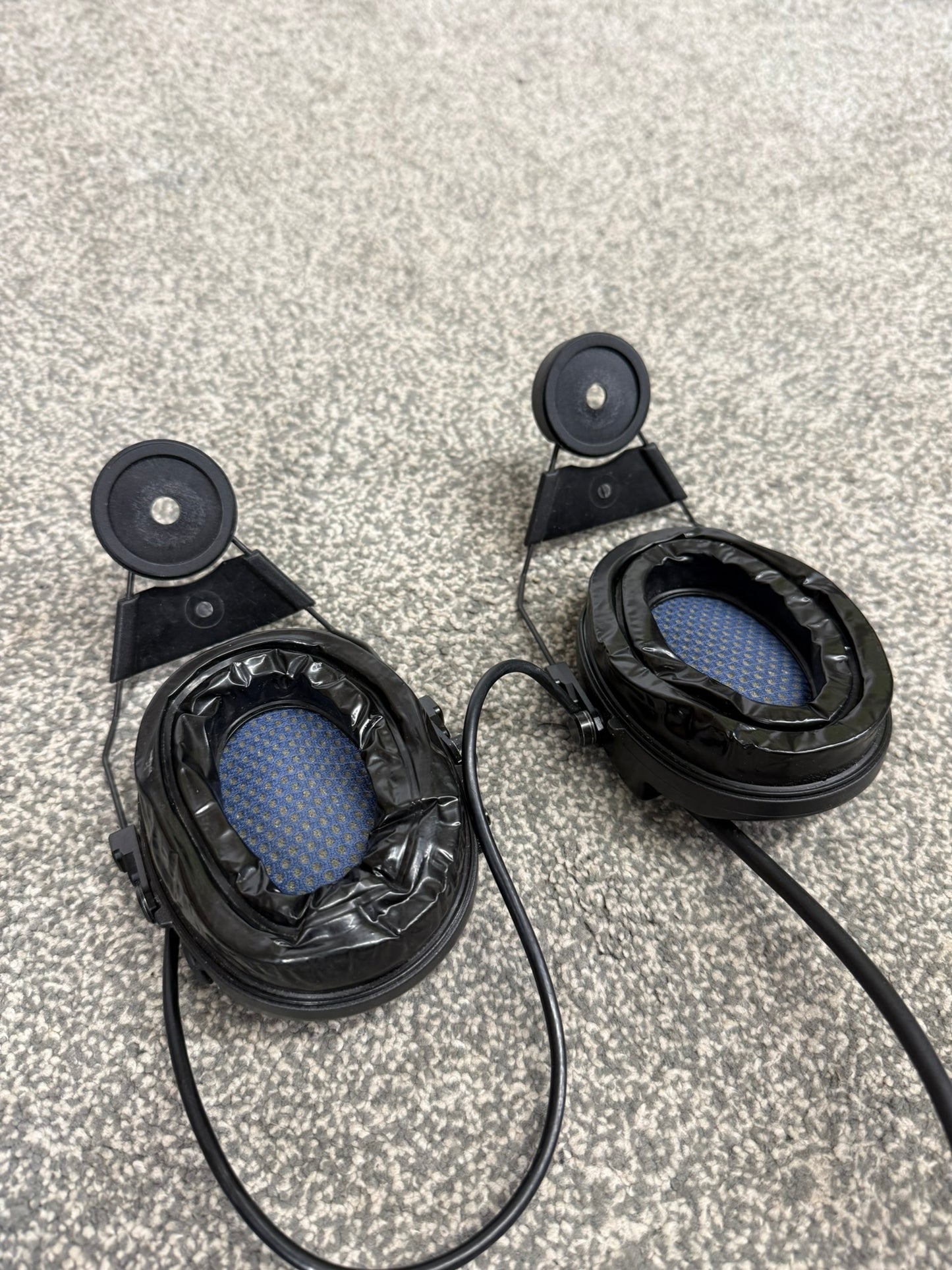 SwatCom Waterproof Headset Ear Defenders Ex Police Helmet Mounted WORKING