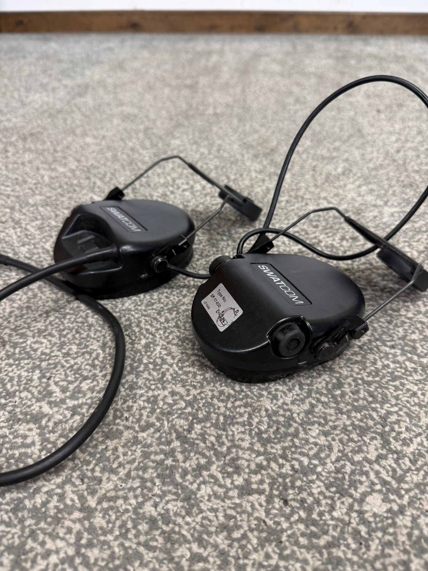 SwatCom Waterproof Headset Ear Defenders Ex Police Helmet Mounted WORKING