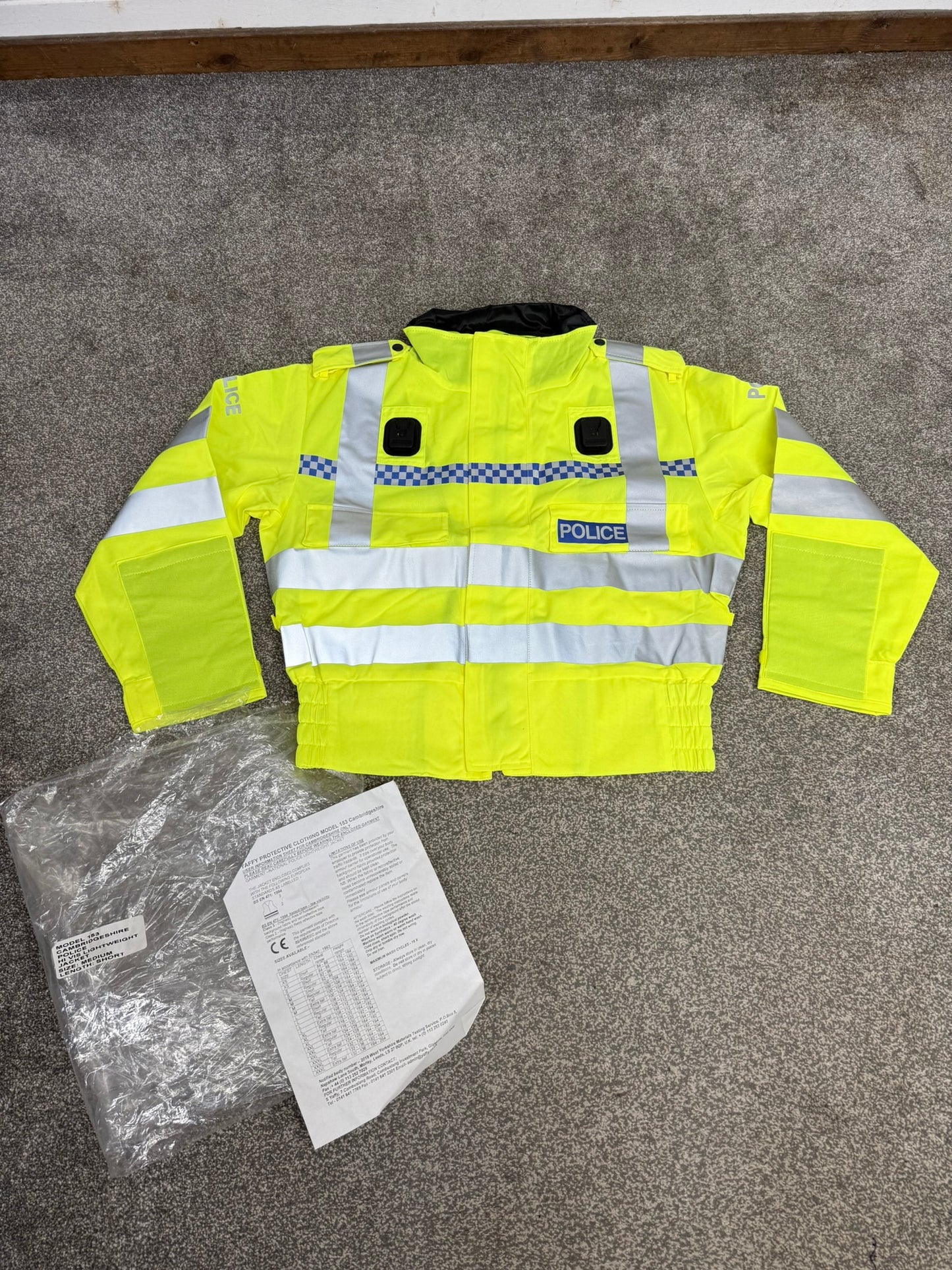 NEW Ex Police Hi-Vis Lightweight Blouson Bomber Jacket With Badge MEDIUM Film TV Uniform Collector Display