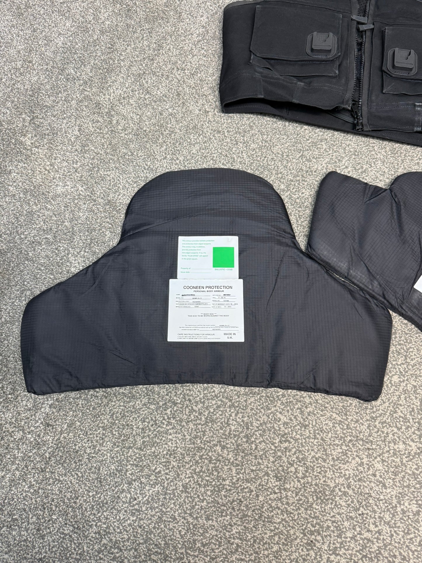 Ex Police Cooneen Body Armour Stab Vest MEDIUM Anti Stab & Ballistic HG1A & KR1