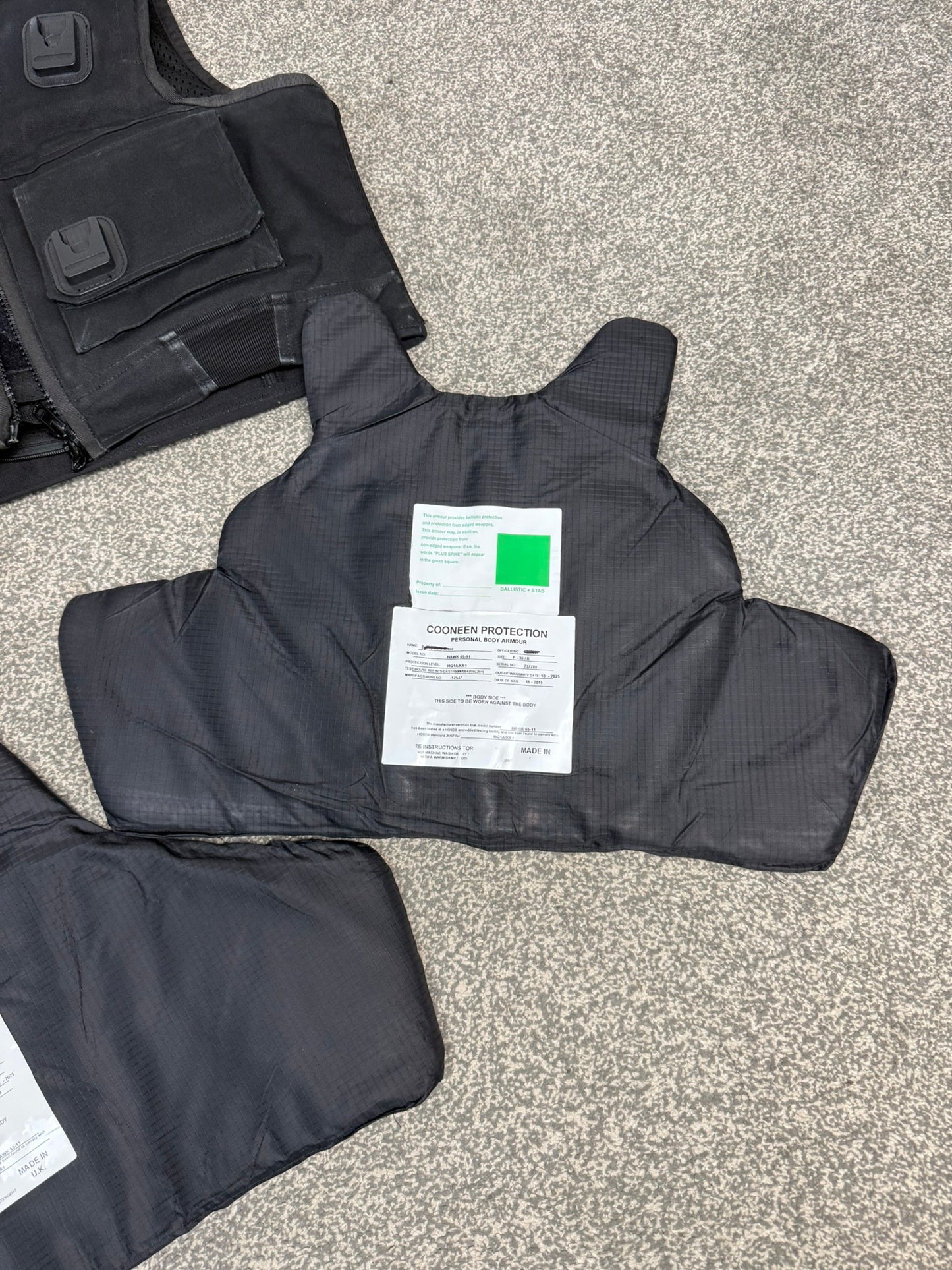 Ex Police Cooneen Body Armour Stab Vest MEDIUM Anti Stab & Ballistic HG1A & KR1