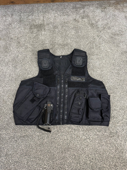 Black Arktis Tac Vest Ex Police Utility Vest & Pouches Security Airsoft - Medium
