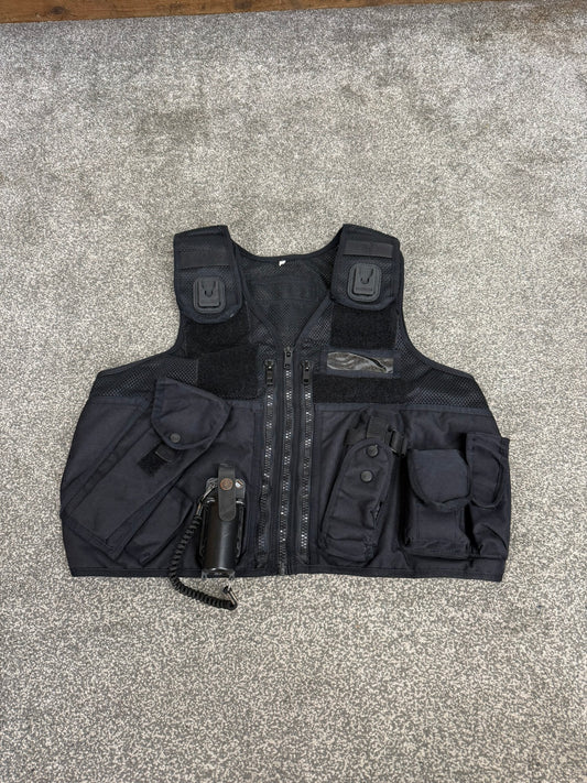 Black Arktis Tac Vest Ex Police Utility Vest & Pouches Security Airsoft - Medium