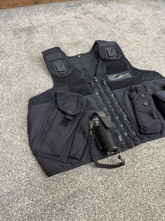 Black Arktis Tac Vest Ex Police Utility Vest & Pouches Security Airsoft - Medium