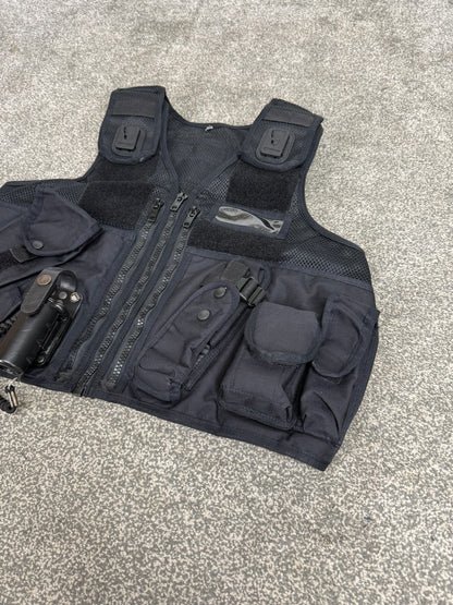 Black Arktis Tac Vest Ex Police Utility Vest & Pouches Security Airsoft - Medium