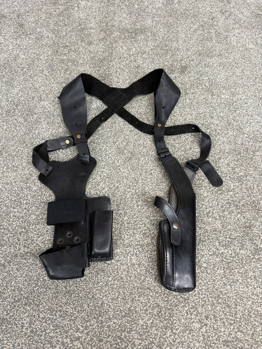 Ex Police PWL Leather Shoulder Holster Glock 17 With Radio & Mag Pouch Covert Security