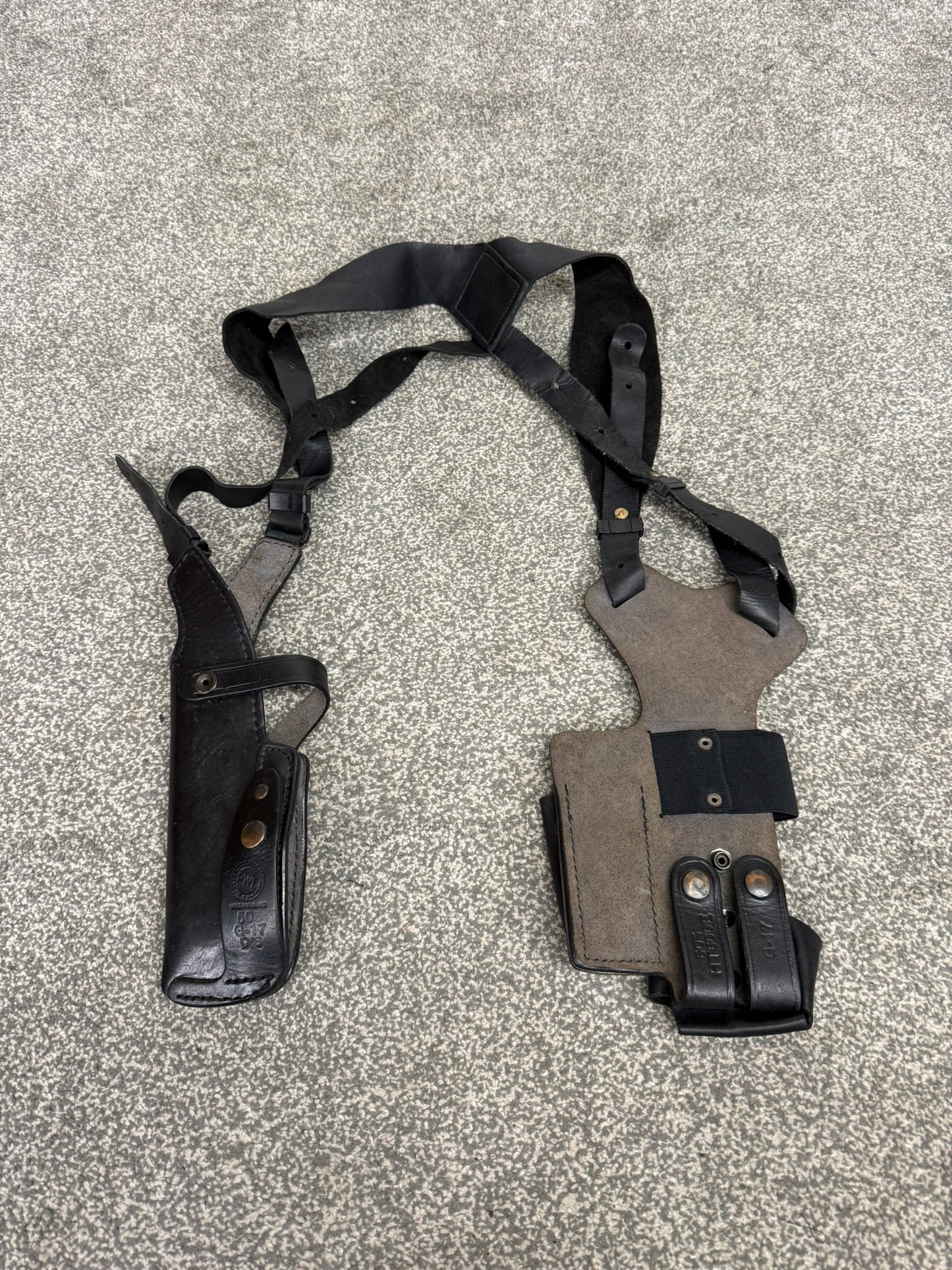 Ex Police PWL Leather Shoulder Holster Glock 17 With Radio & Mag Pouch Covert Security
