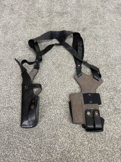 Ex Police PWL Leather Shoulder Holster Glock 17 With Radio & Mag Pouch Covert Security
