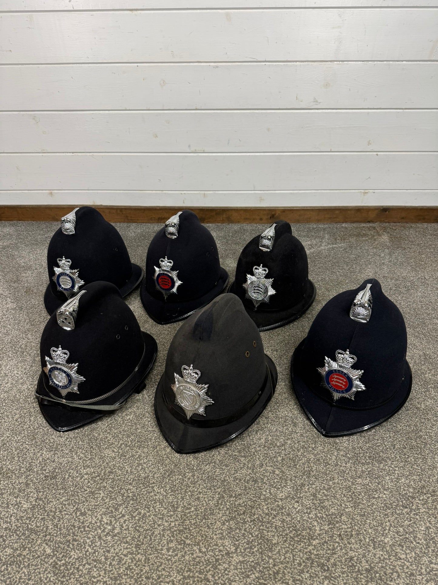 6x Ex Police Bobby Helmet Custodian Helmet Job Lot Film Display Theatre