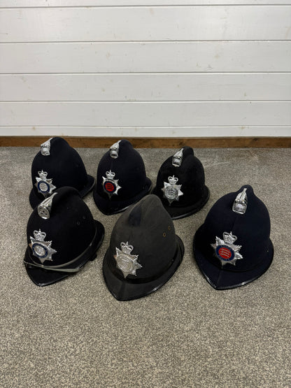 6x Ex Police Bobby Helmet Custodian Helmet Job Lot Film Display Theatre