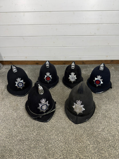 6x Ex Police Bobby Helmet Custodian Helmet Job Lot Film Display Theatre