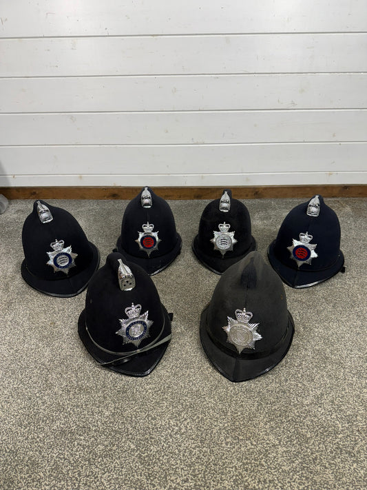 6x Ex Police Bobby Helmet Custodian Helmet Job Lot Film Display Theatre