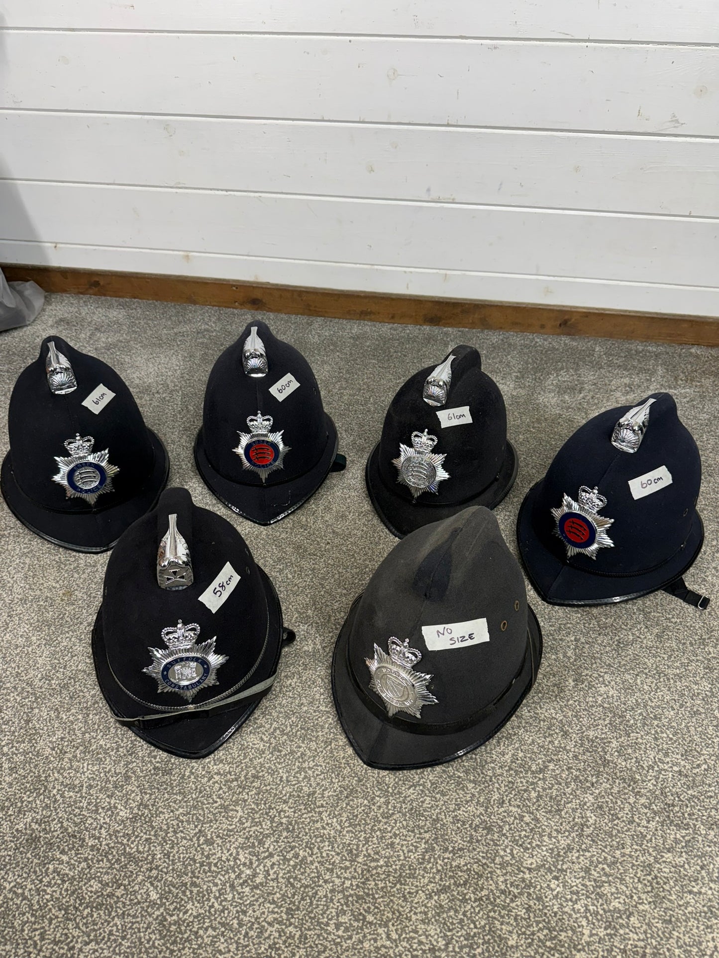 6x Ex Police Bobby Helmet Custodian Helmet Job Lot Film Display Theatre
