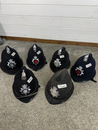 6x Ex Police Bobby Helmet Custodian Helmet Job Lot Film Display Theatre