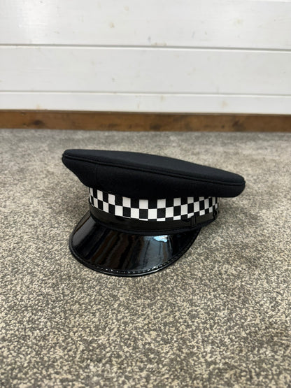 Ex Police Black Chequered Peak Cap Fancy Dress Film TV Collector Display