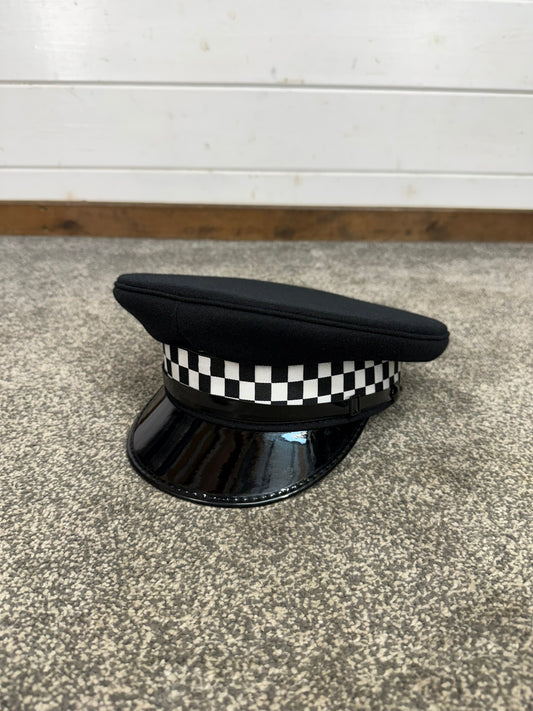 Ex Police Black Chequered Peak Cap Fancy Dress Film TV Collector Display