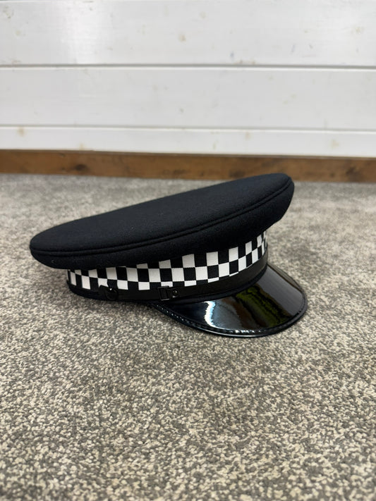 Ex Police Black Chequered Peak Cap Fancy Dress Film TV Collector Display
