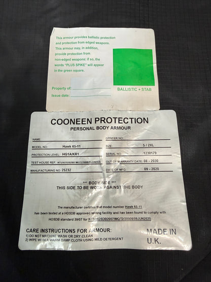 Ex Police Cooneen Hi Vis Body Armour Stab Vest X LARGE - Anti Stab & Ballistic HG1A & KR1